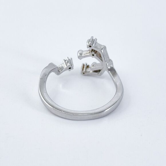 Vintage Sterling Silver Cubic Zirconia Pisces Constellation Zodiac Ring Size 8 - Picture 4 of 8